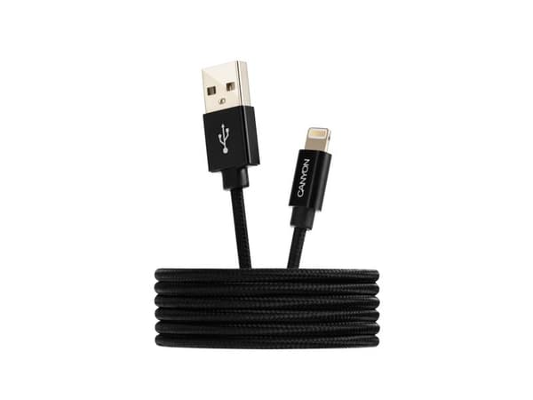 Canyon MFI-3, 0,96 m, Lightning, USB A, Hanstik, Hanstik, Sort