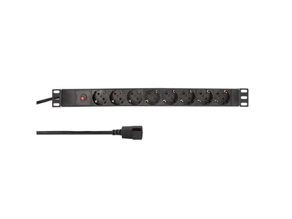 LogiLink 19 PDU 8 x CEE 7/3 socket with IEC plug and overload protection