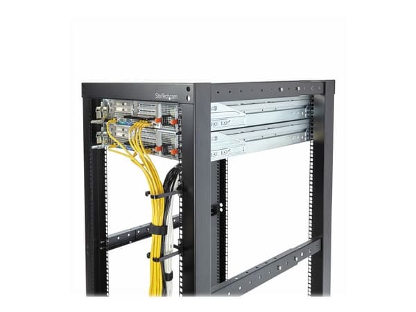 StarTech.com 1U Vertical 1.8 x 3.9in Server Rack Cable Management D-Ring Hook w/ Flexible Opening - Network Rack-Mount Cord Organizer Ring (CMHOOK1...