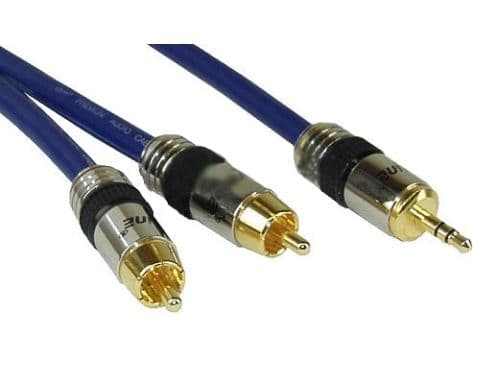 InLine 4043718032105, 3.5mm, Hankjønn, 2 x RCA, Hankjønn, 5 m, Blå