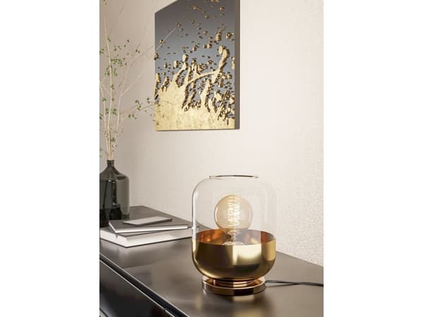 EGLO MARYVILLA bordlampe E27 sort/bruneret/klar/gull