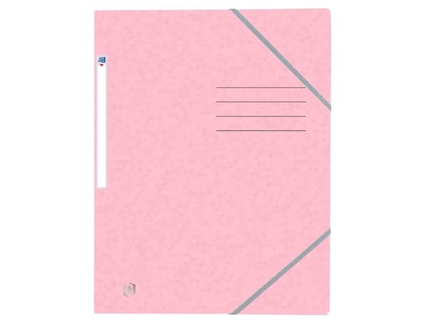 Mapp elastik 3 flikar Oxford Topfile+ A4 med tryck, ljusrosa