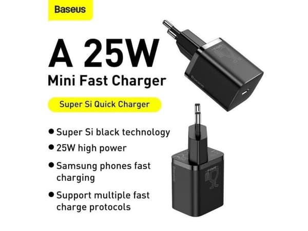 Baseus TZCCSUP-L01, Innendørs, AC, USB, 1 m, Sort