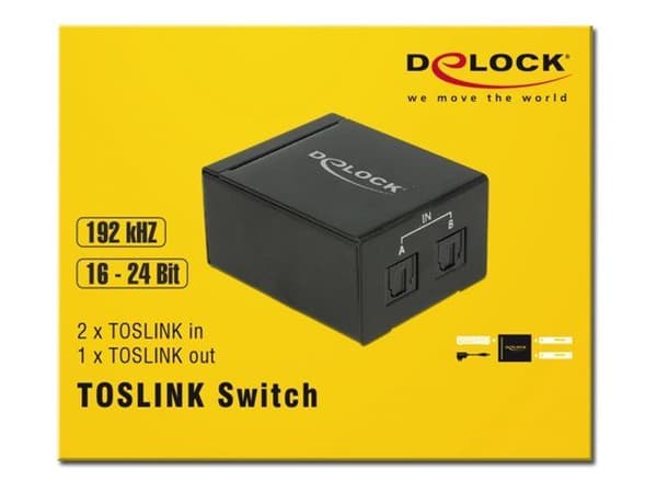 Delock TOSLINK Switch - Lydsvitsj - 2 x TOSLINK - stasjonær