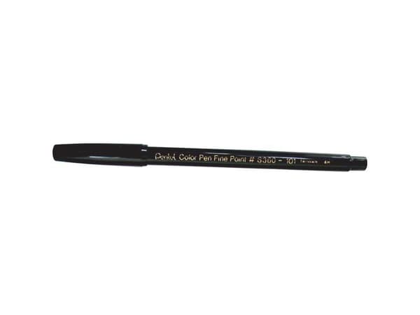 Fiberpen Pentel S360 fine sort - (æske á 12 stk.)
