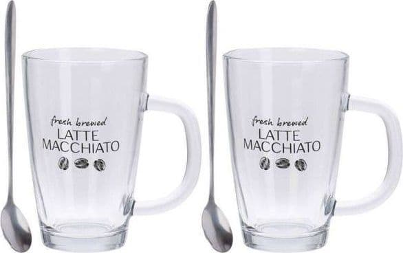 Excellent Houseware latteglas med sked 300 ml 2 st