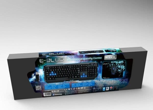 Gamingstol E-Blue Auroza X1 LED svart/röd + gaming-kit Polygon (EEC301P)