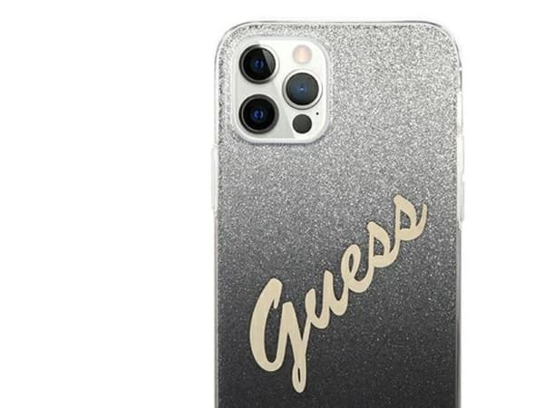 Guess GUHCP12MPCUGLSBK iPhone 12/12 Pro 6,1" hardcase Glitter Gradient Script - sortere/sortere