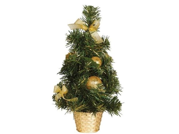 Kunstigt juletræ med guldpynt, 40 cm
