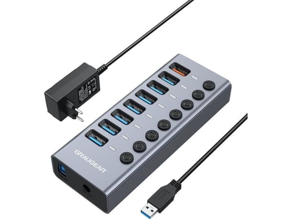 GRAUGEAR G-HUB71-A interface-hub USB 3.2 Gen 1 (3.1 Gen 1) Type-A 5000 Mbit/s
