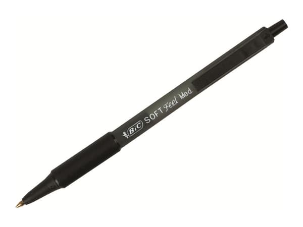 Kuglepen BIC Soft Feel sort - med klikmekanisme - (12 stk.)