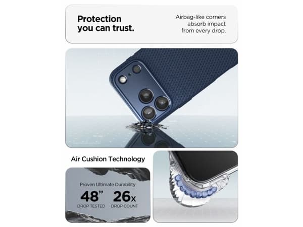 Spigen iPhone 2026 Pro Max/ 17 Pro Max Liquid Air Navy Blue, Mobilskal, Apple, iPhone 18 Pro Max / 17 Pro Max, 17,5 cm (6.9"), Marinblå, Blå
