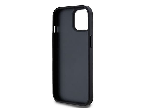 DKNY lær rutemønster mono & trykte striper-etui til iPhone 15 Plus / 14 Plus - svart