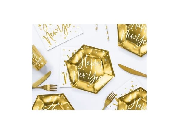 Happy New Year tallerkner, guld
