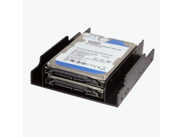 LogiLink AD0010, 2x 3,5", kantpanel, 2,5", Sort, plast, 122 mm
