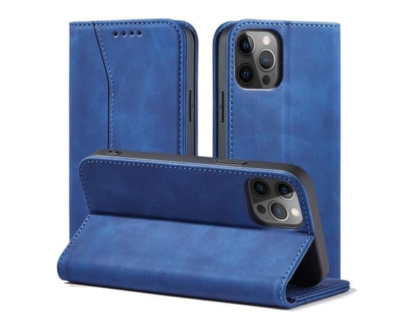 Magnet Fancy Case för iPhone 12 Pro Max – kortfack/telefonstativ blå
