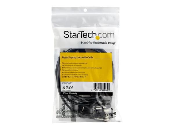 Startech 6ft (2m) Laptop Cable Lock with Keys, Keyed Security Cable Lock for Compatible K-Slot Laptops, Desktops, Computers & Other Devices, Anti-T...