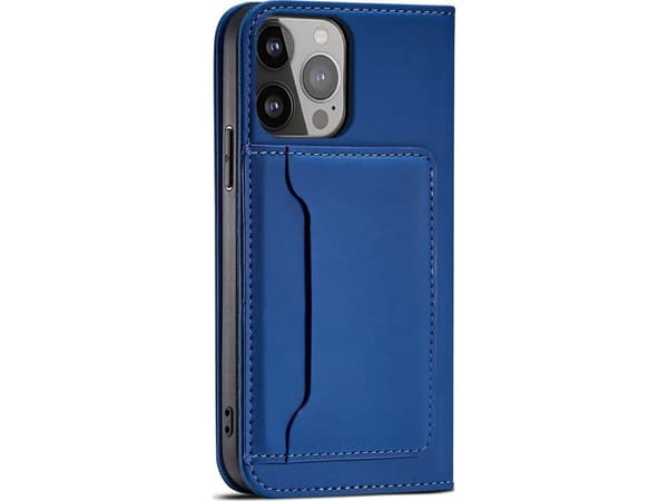 Magnetiskt kortfodral för iPhone 13 Pro Max - blå
