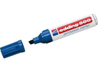 edding 500 - Markering - permanent - för glas, metall, plast - blå - 2-7 mm