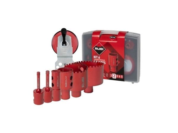 RUBI 51929, Drill, Drill bit set, 6,8 cm, Keramisk, Granitt, Marmor, Rød, 6 stykker