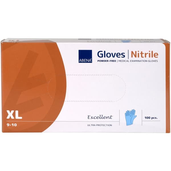 Undersøkelseshanske, ABENA Excellent, XL, blå, nitril, pudderfri - (100 stk.)