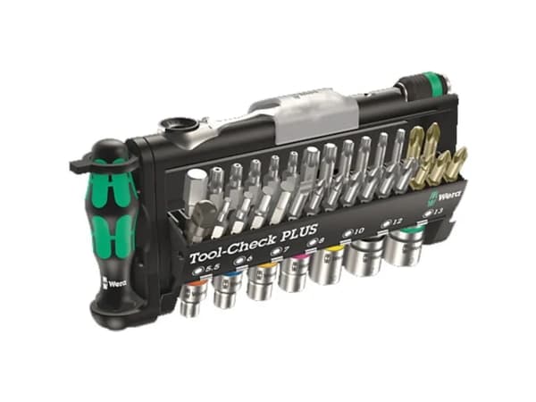 Wera Tool-Check PLUS - Ratcheting screwdriver with bit and socket set - i hållare