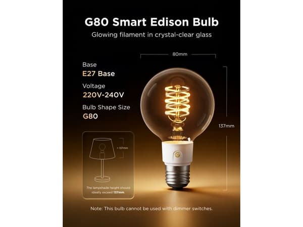 Govee E27 Smart Edison G80-pære 500 lm 2-pak