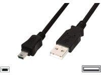 ASSMANN - USB-kaapeli - mini-USB tyyppi B (han) til USB (han) - USB 2.0 - 3 m - formet - sortti