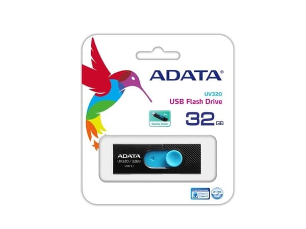 ADATA UV320 - USB flash-enhet - 32 GB - USB 3.1 - svart/blå