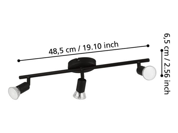 EGLO BUZZ LED spotskena 3L i svart