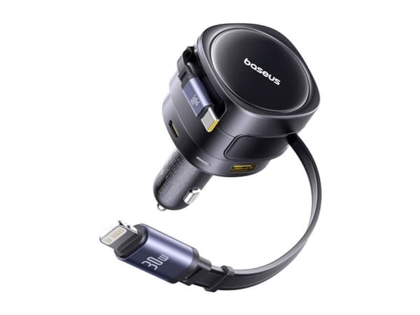 Baseus Enjoyment Max 90W 2x USB-C billader + USB-C- og Lightning-kabel - svart