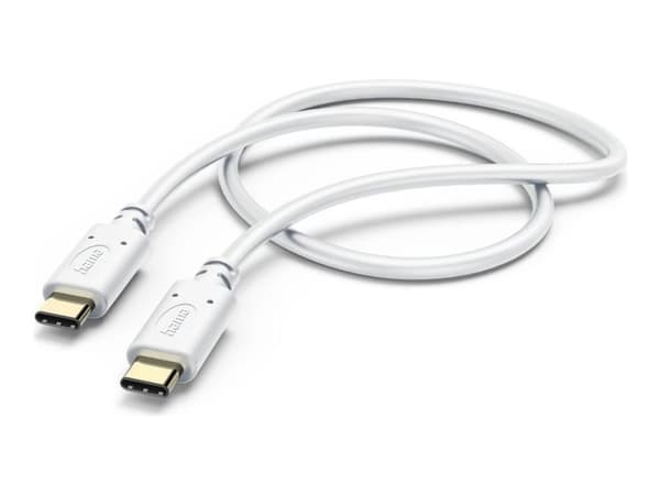 Hama - USB-kabel - USB-C (hane) till USB-C (hane) - USB 2.0 - 20 V - 3 A - vit
