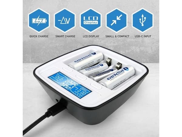 EVERACTIVE NI-MH BATTERILADER, PROFESJONELL, 4-KANALS NC1000M