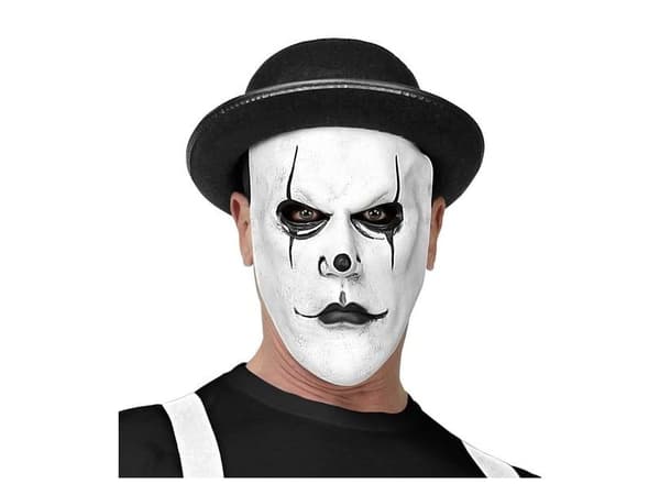 Harlekin maske med bowlerhat.