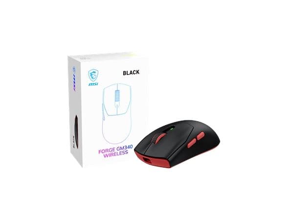 MSI Forge Gm340 Wireless Black, Molempikätinen, Optinen, RF Wireless + Bluetooth, 12000 DPI, 1 ms, Musta