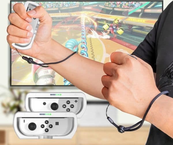 JYS 2x Handlebar + 2in1 Holder for Nintendo Switch OLED and Nintendo Switch/White