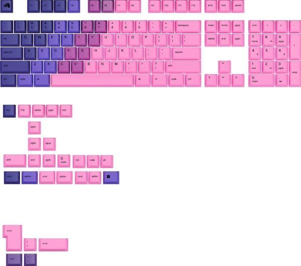 Glorious GPBT Gradient keycaps – ANSI US-oppsett, PBT, Dye-Sub – Nebula