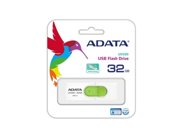 ADATA UV320 - USB-flashstasjon - 32 GB - USB 3.1 - hvit/grønn