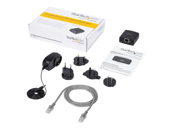 Startech 10/100Mbps Ethernet to USB 2.0 Network Print Server - Windows 10 - LPR - LAN USB Print Server Adapter (PM1115U2) - Skriverserver - USB 2.0...