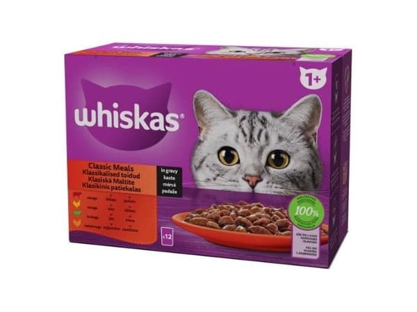 Whiskas våtfoder katt kött 12x85 g