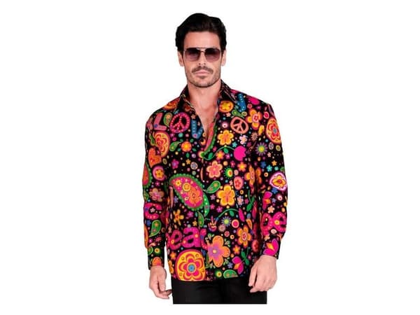 Sort neon hippie skjorte