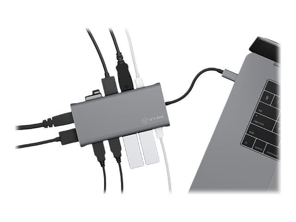ICY BOX IB-DK4050-CPD - Dokkingstasjon - USB-C - HDMI, DP - 1GbE