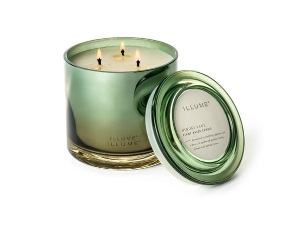 ILLUME Hinoki Sage statement glas doftljus, grön
