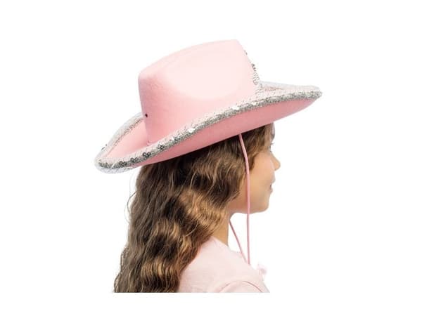 Rosa cowboyhatt med LED-belysning, barn