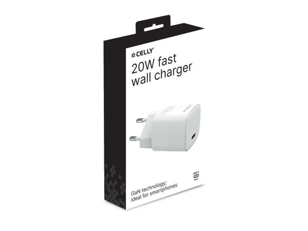 Celly ProPower EVO - Strömadapter - 20 Watt - 3 A - PD (USB-C) - vit