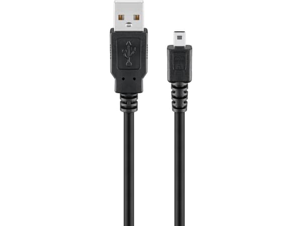 Goobay 93972, 1,8 m, USB A, Mini-USB B, USB 2.0, 0,48 Gbit/s, Sort
