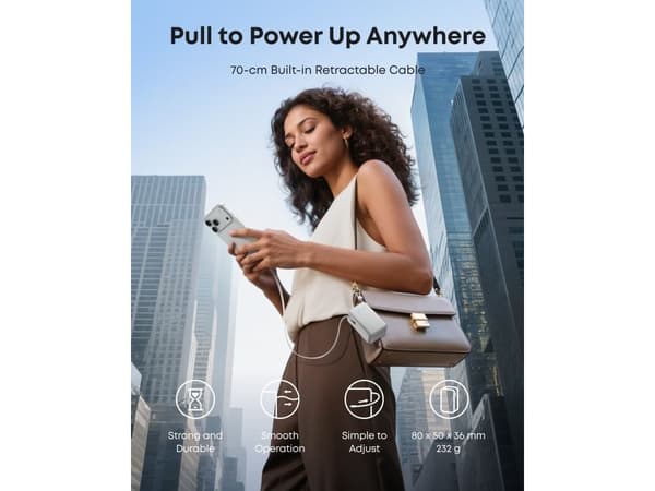Anker A1638, 10000 mAh, 45 W, Hvit