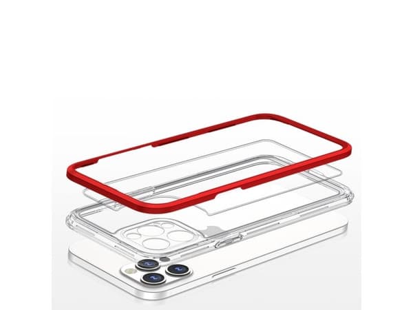 Hurtel Clear 3in1 deksel til iPhone 12 Pro, geledeksel med rød ramme