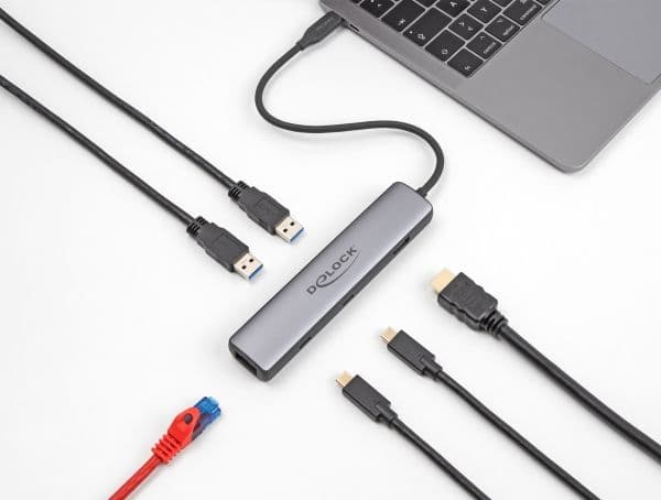Delock - Dokkingstasjon - USB-C 3.2 Gen 2 / Thunderbolt 3 / Thunderbolt 4 - HDMI - 2.5GbE