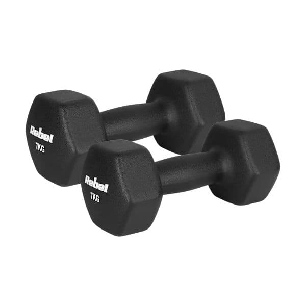 HEX 2x7kg neopreeni valurauta käsipainot, REBEL ACTIVE